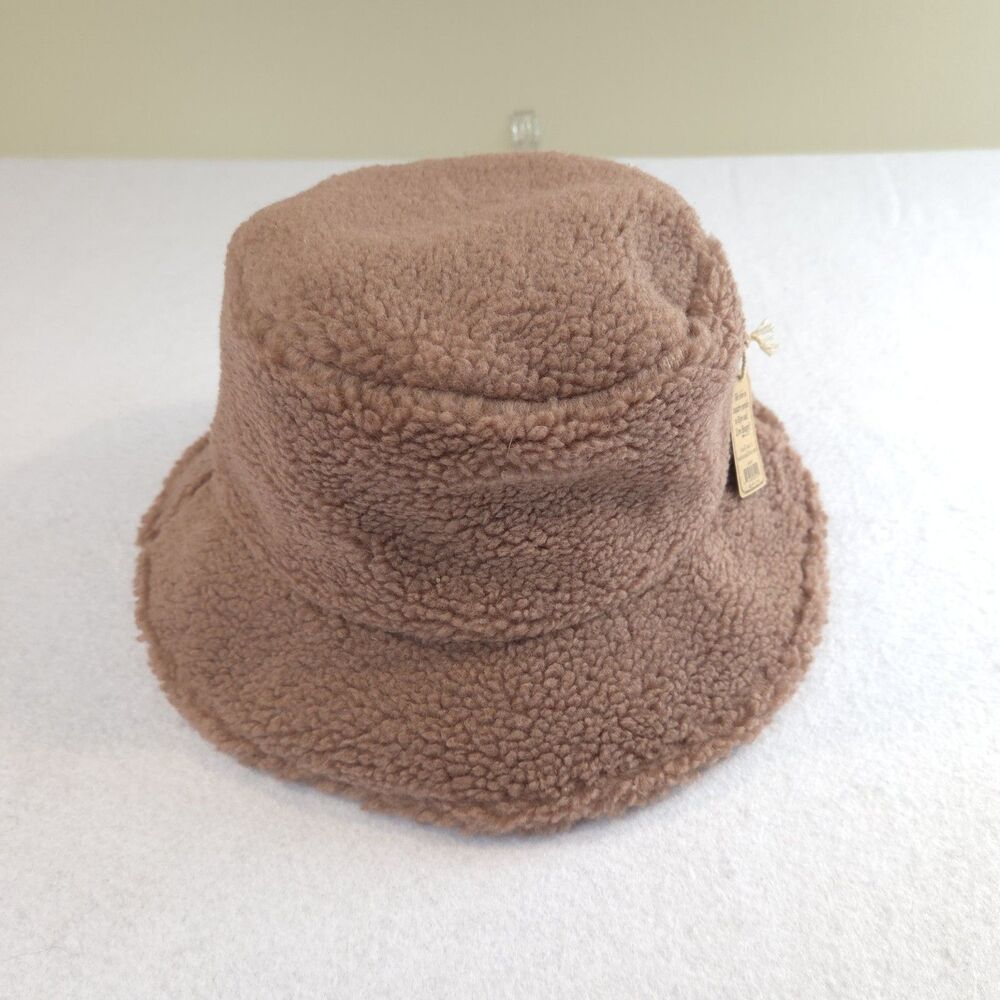 Natural Life Teddy Bucket Hat Pink Fuzzy Fleece Boho Earthy Cozy Lounge